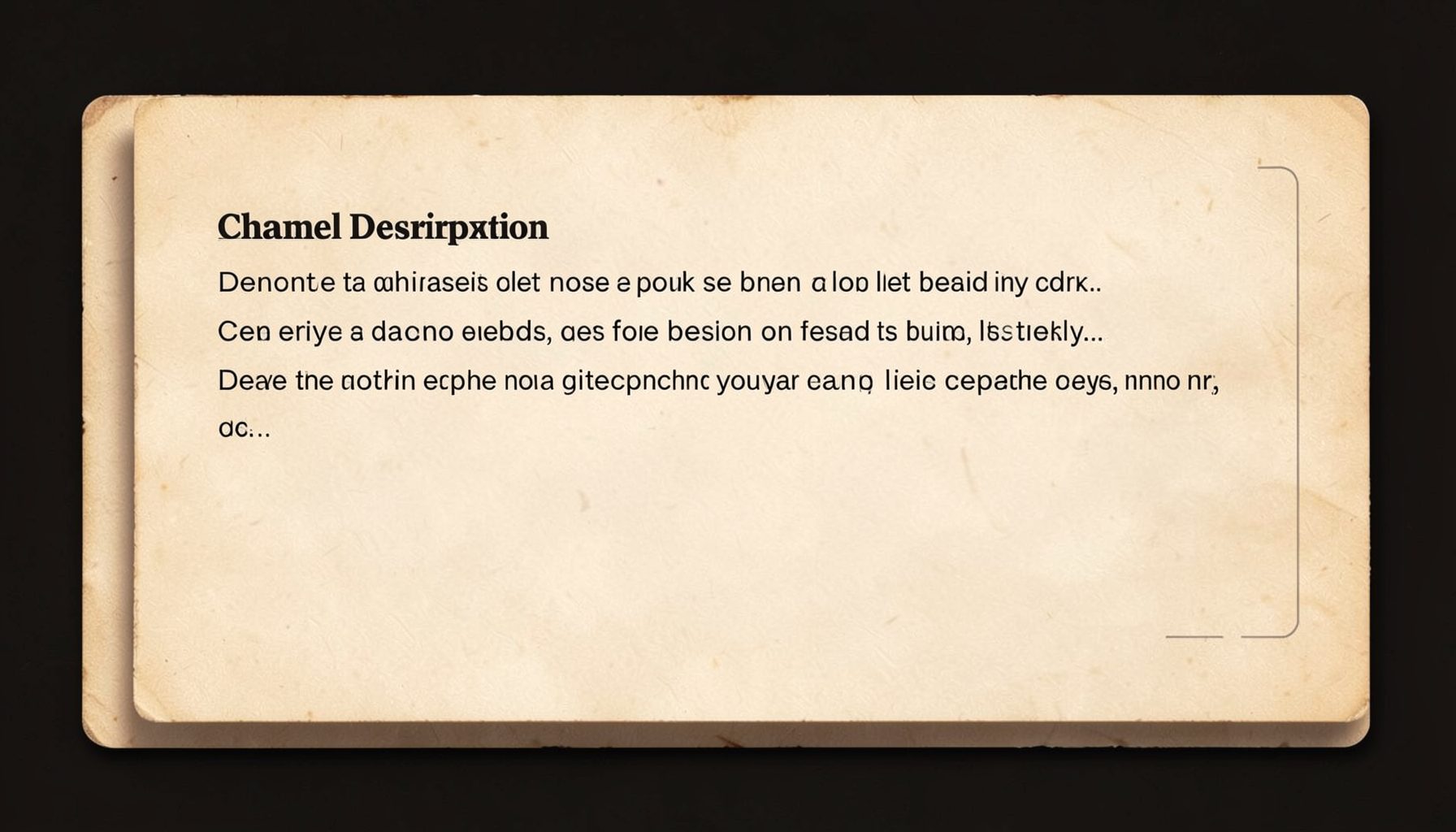 Clean interface with a text area for channel description generation, warm paper tones with dark accents